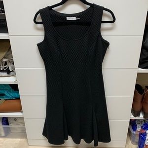 Calvin Klein sleeveless inverse pleats black on black dress  size 8